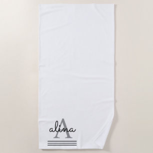 Serviette De Plage Conception personnalisée simple Monogramme