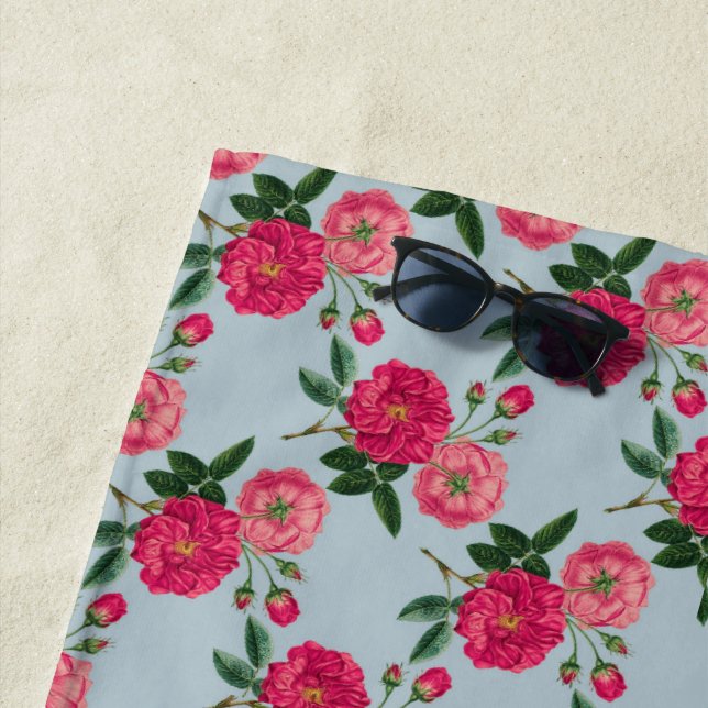 Serviette De Plage Conception Rose vintage (En situation)