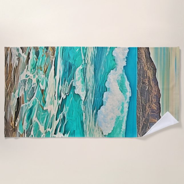 Serviette De Plage Conception texturée de la vue sur l'océan (Devant)