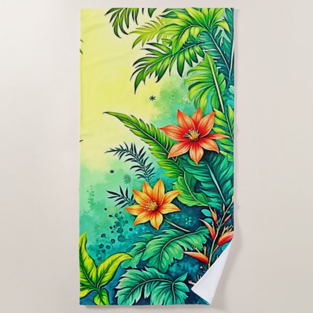 Serviette De Plage Conception Tropical Jungle Lush Paradise (Devant)