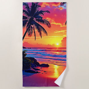 Serviette De Plage Conception Tropical Sunset Paradise