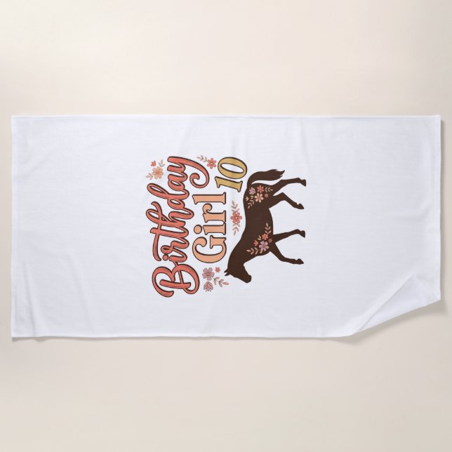Serviette De Plage Conception vectorielle florale de cheval 10 pour f (Devant)