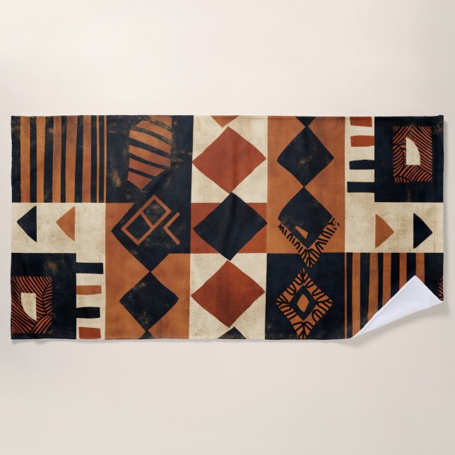Serviette De Plage Conception verticale avec des éléments africains (Devant)