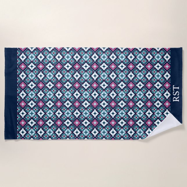 Serviette De Plage Conception violette et bleue (Devant)