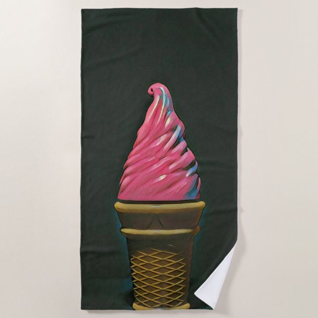 Serviette De Plage cône vintage de crème glacée (Devant)