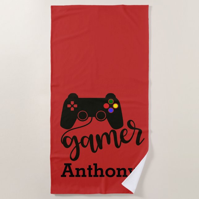 Serviette De Plage Contrôleur personnalisé de jeu vidéo de Gamer (Devant)