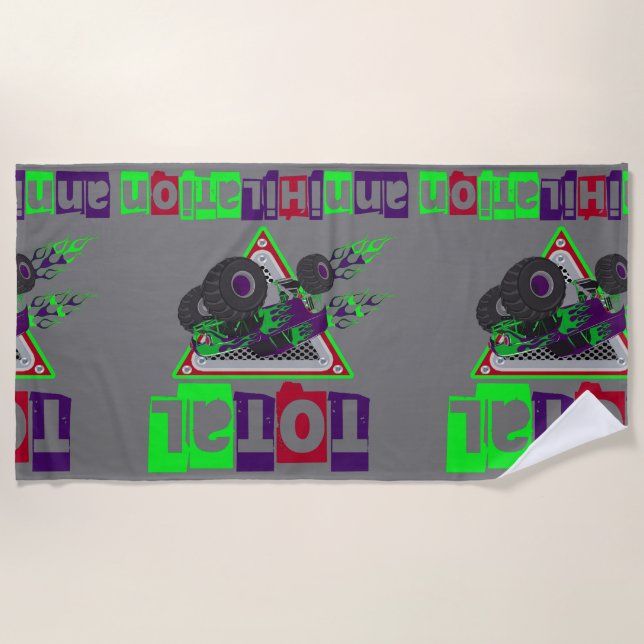 Serviette De Plage cool à âme solide pour camion monstre ou (Devant)