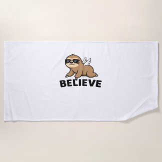 Serviette De Plage Cool Flying Sloth Croyez Drôle Motivational Design