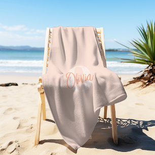 Serviette De Plage Cool Monochrome Blush rose tendance Monogramme