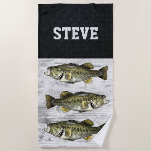 Serviette De Plage Cool Nom de la pêche Basse à grande bouche Nom du