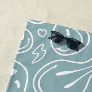 Serviette De Plage Cool Sourire visage Melting Sourire Motif Dusty bl