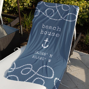 Serviette De Plage Coordonnées personnalisées de la maison de plage