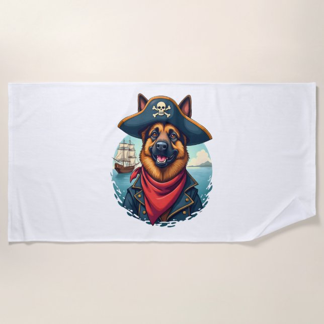 Serviette De Plage Copie de Pirate de Chien Berger Allemand (Devant)