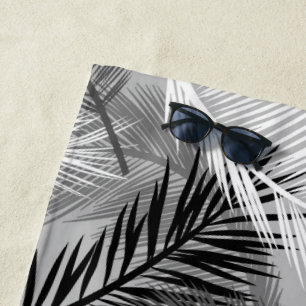 Serviette De Plage Copie en feuille de palmier, gris/gris, noir et