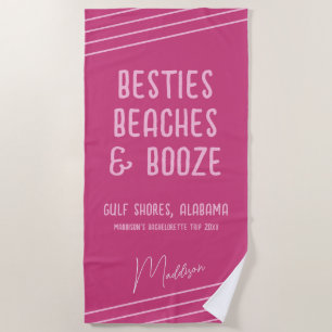Serviette De Plage Copines Roses Plages Alcool Voyage Personnalisé