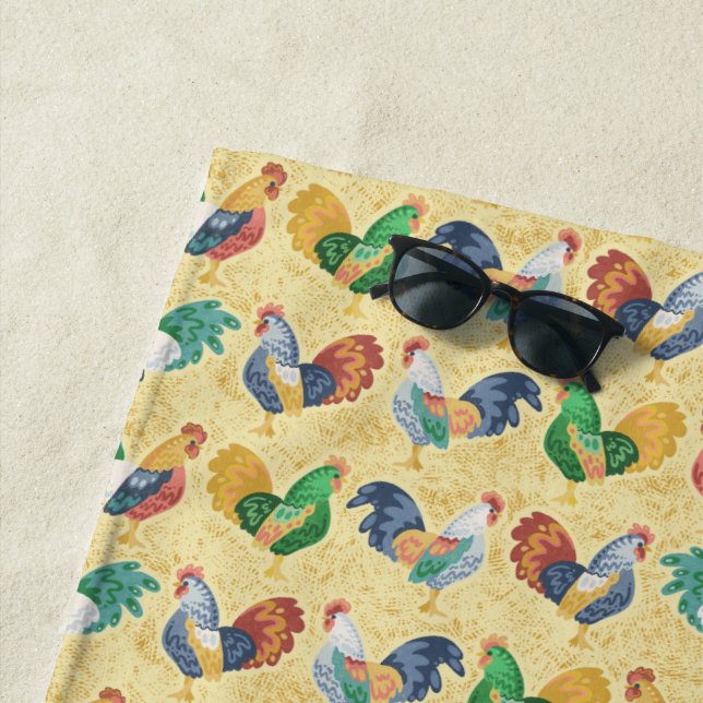 Serviette De Plage Coq de campagne rétro (En situation)