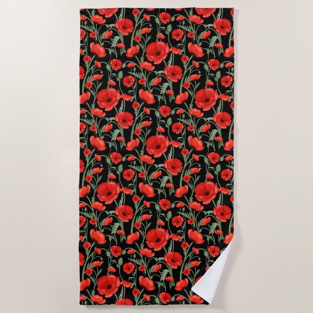 Serviette De Plage Coquelicots rouges (Devant)