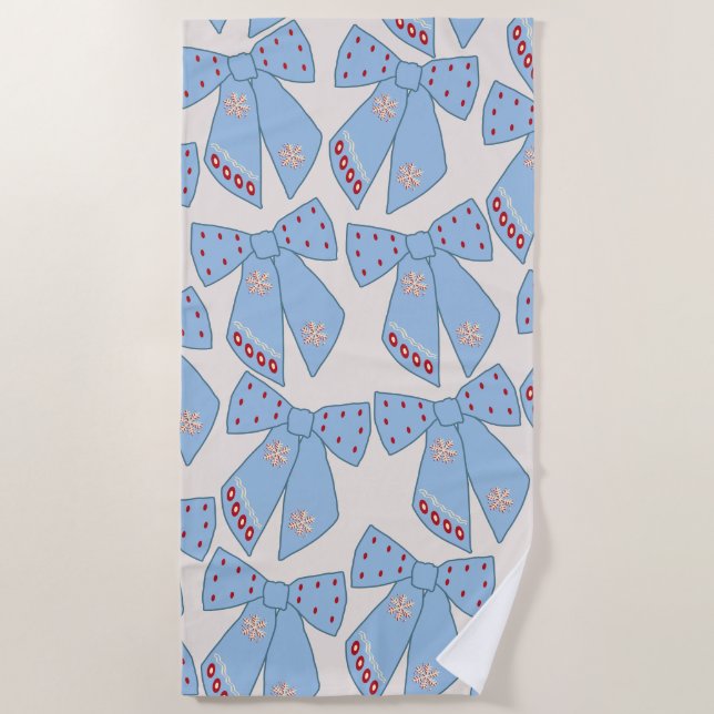 Serviette De Plage Coquette Bows Bleus (Devant)