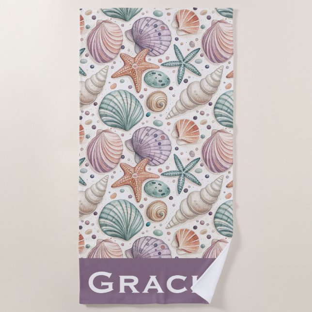 Serviette de plage Coquillage & Étoile de mer  (Devant)