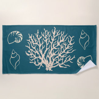 Serviette de plage Coquillages Corail Nautique