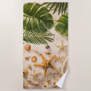 Serviette De Plage Coquillages de mer sur sable Beach Towel