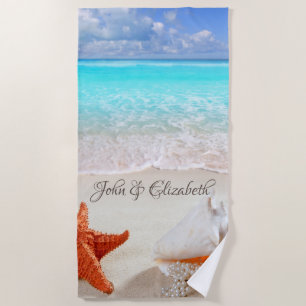 Serviette De Plage Coquillages de plage tropicale