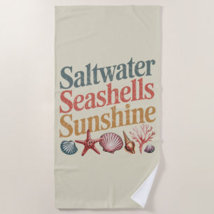 Serviette De Plage Coquillages d'eau de mer Soleil Eté Vacances à la