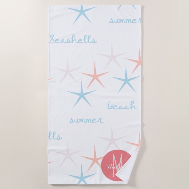 Serviette De Plage Coquillages d'été Étoile de mer de plage (Devant)