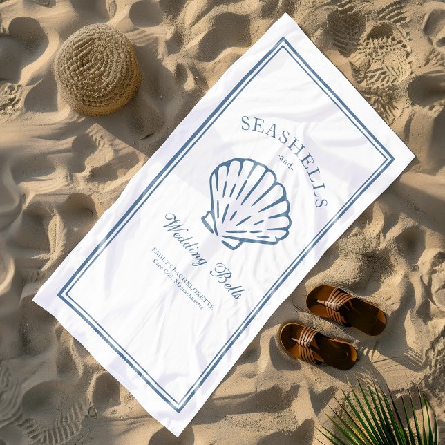 Serviette De Plage Coquillages et Cloches de Mariage Week-end d'Enter (Créateur téléchargé)