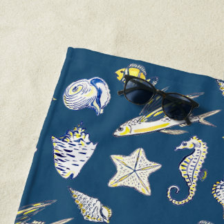 Serviette de plage coquillages et créatures marine