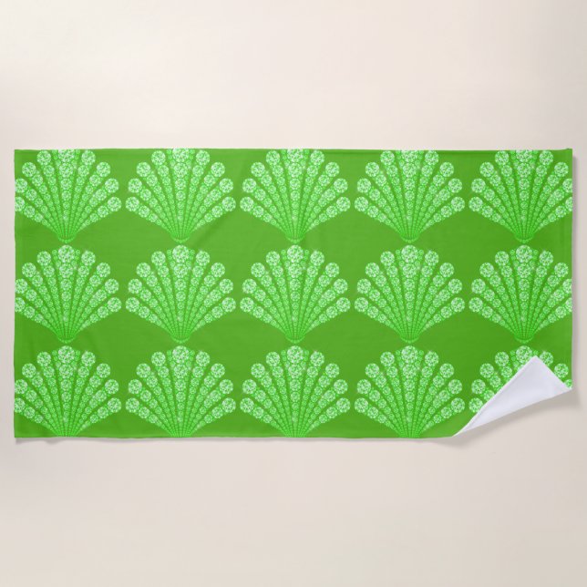 Serviette De Plage Coquillages verts en diamant (Devant)
