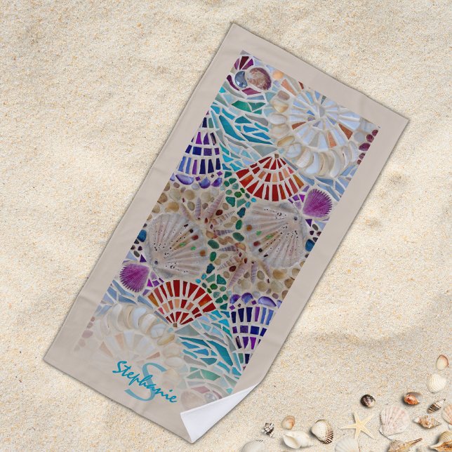 Serviette De Plage Coquille Personnalisée (Créateur téléchargé)