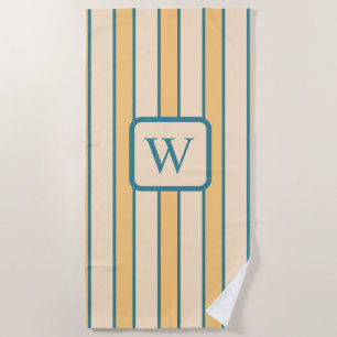 Serviette De Plage Corail et rayure verte Rétro Moderne