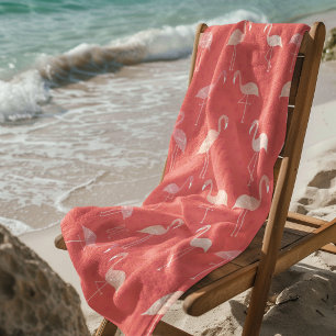 Serviette De Plage Corail Rose Flamant Rouge Motif Personnalisé