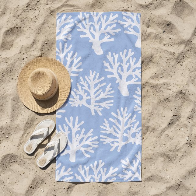 Serviette De Plage Corail Tropical Bleu Clair Blanc (Créateur téléchargé)
