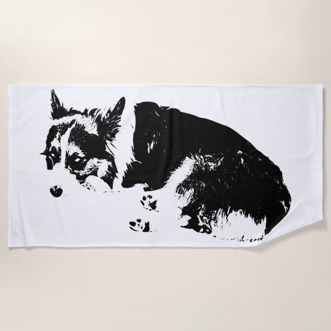 Serviette De Plage Corgi au repos, réveil de l'esprit (Devant)
