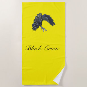 Serviette De Plage Corneille noire Maître du temps Personnalisé Jaune