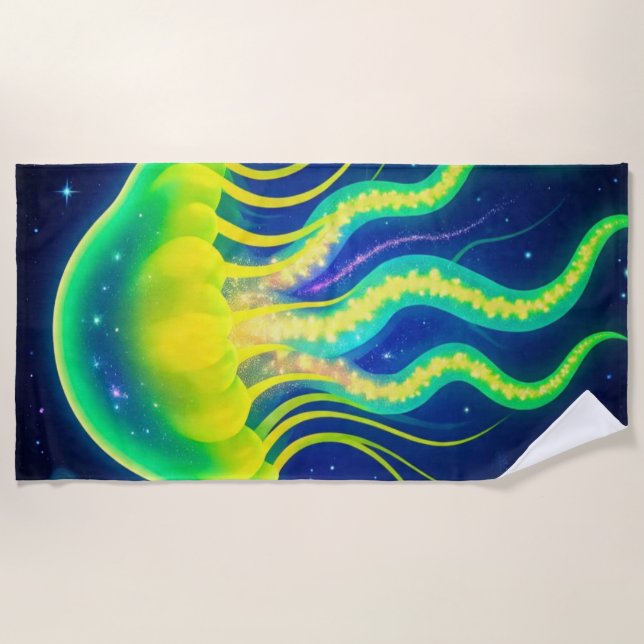 Serviette De Plage Cosmic Neon méduse (Devant)