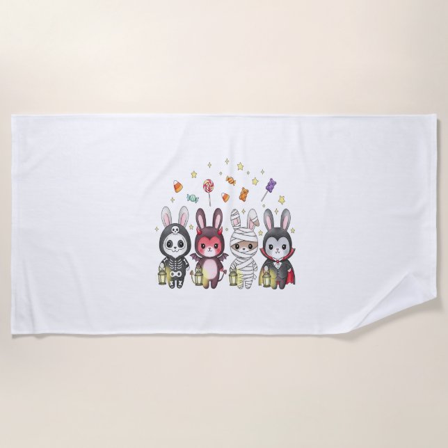 Serviette De Plage Costume de lapin mignon Halloween (Devant)