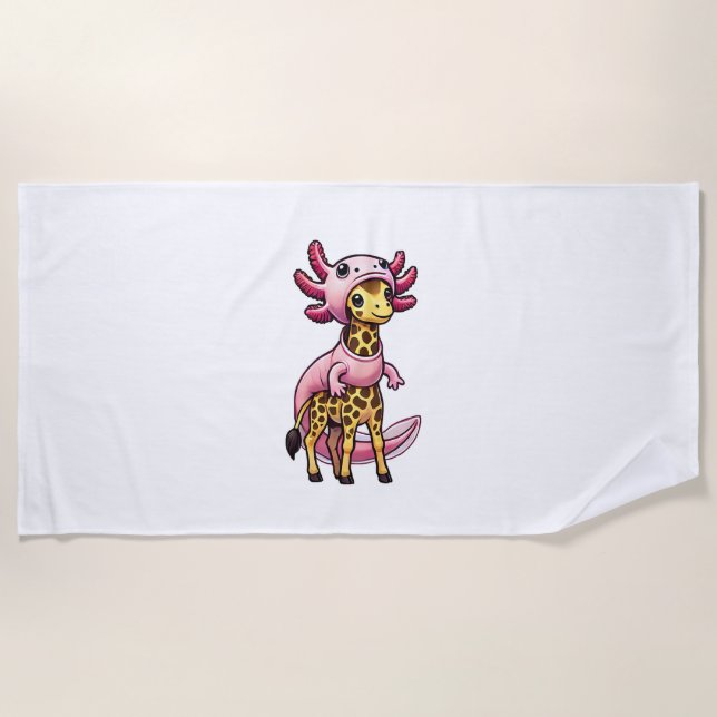 Serviette De Plage Costume Kawaii Giraffe Axolotl (Devant)