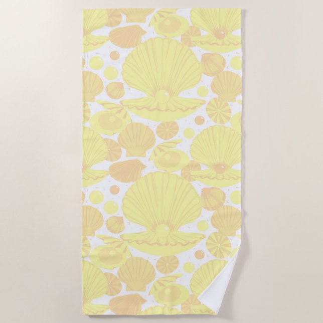 Serviette De Plage Côte Motif du coquillage jaune citron (Devant)