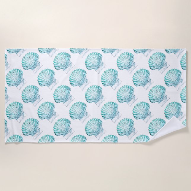 Serviette De Plage coteau turquoise couleur bleu mermaid (Devant)