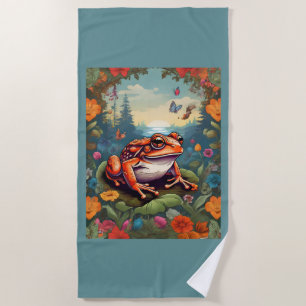 Serviette De Plage Cottagecore Frog Beach Towel - Vintage coloré