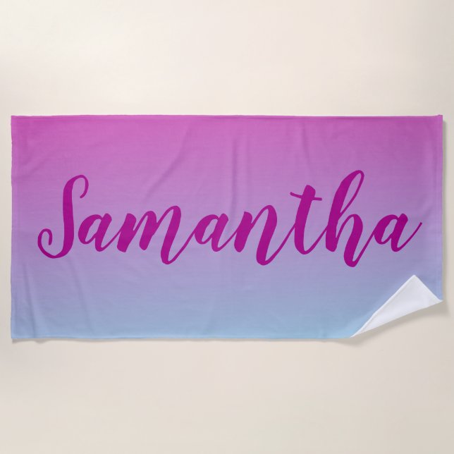 Serviette De Plage Cotton candy ombré violet et bleu (Devant)