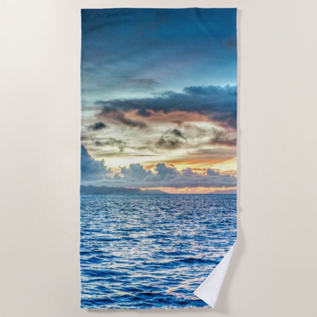 Serviette De Plage Coucher de soleil de Bora Bora, photo tropicale (Devant)