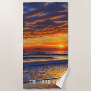 Serviette De Plage Coucher de soleil de plage exotique à la Barbade