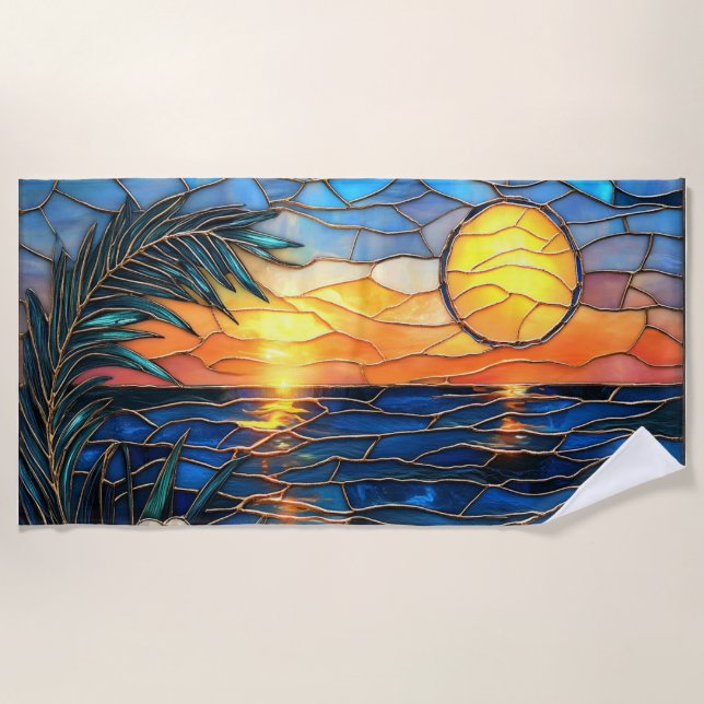 Serviette de plage Coucher de soleil en verre colo (Devant)