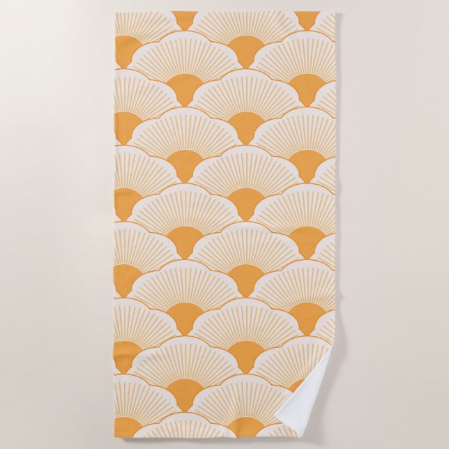 Serviette De Plage Coucher de soleil, orange tonale, texture béton (Devant)