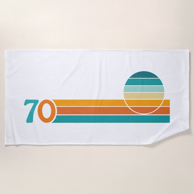 Serviette De Plage Coucher de soleil rétro 70 (Devant)