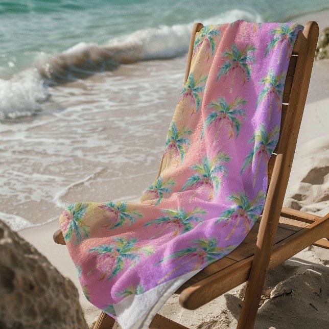 Serviette De Plage Coucher de soleil sur une île tropicale Palmier  (This might be your favorite beach towel!)